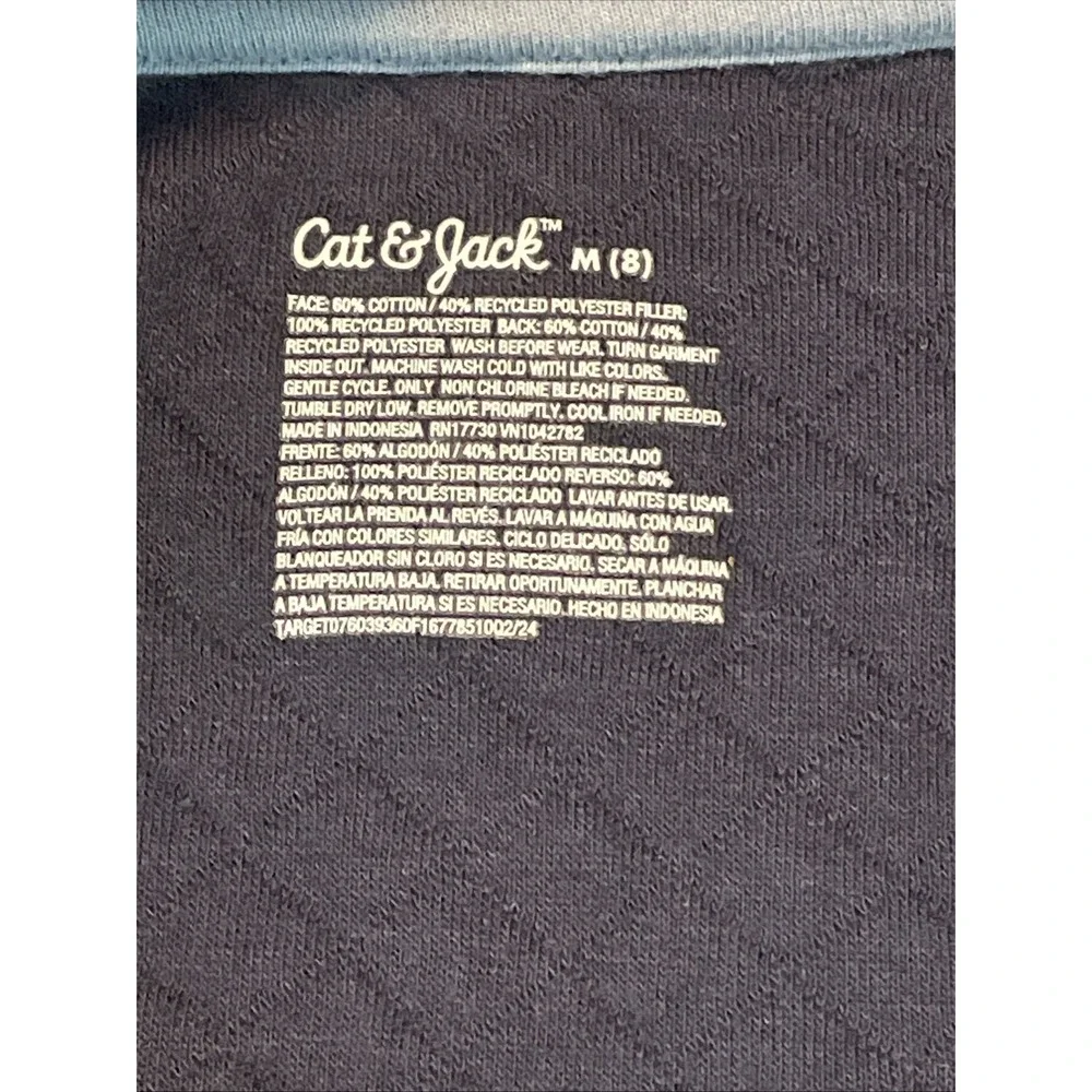 Cat & Jack Boys M 8 Navy Blue Quilted Half Zip Pullover Jacket